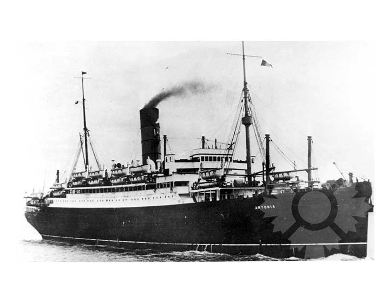Photo en noir et blanc du navire Antonia (RMS)