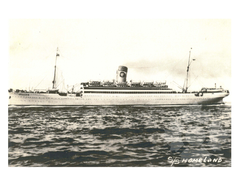 Photo en noir et blanc du navire Homeland (SS) (1951-1955)