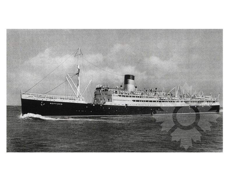 Photo en noir et blanc du navire Neptunia (SS) (1948-1958)