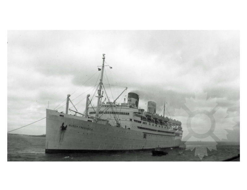 Photo en noir et blanc du navire Queen Frederica (SS) (1954-1978)