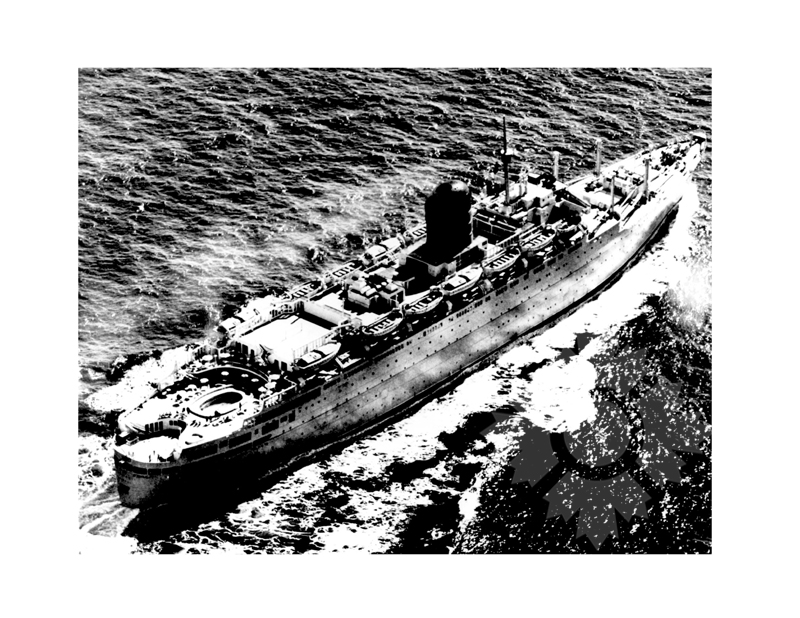 Photo en noir et blanc du navire Saxonia II (RMS) (1954-1963)