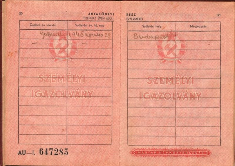 Carte d’identité hongroise de Ferenc Nilof. Musée canadien de l’immigration du Quai 21 (DI2013.1348.9k).