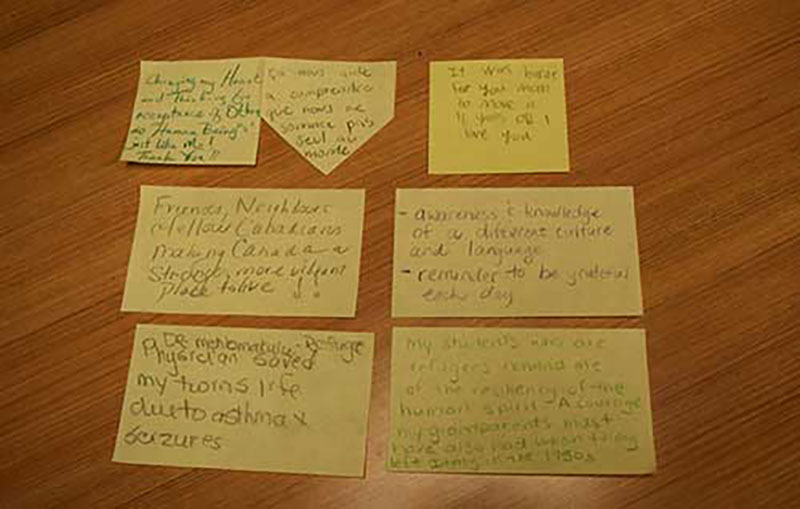 Plusieurs post-it notes avec l’écriture sur eux s’assoient sur une table