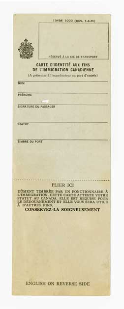 Verso de la carte d’identité canadienne.