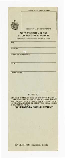 Carte d’identité canadienne vierge.