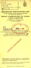 Carte d’identité de l’immigration.